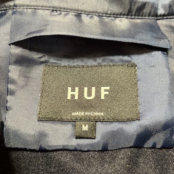 HUF Size Medium Melton Wool Blend Navy Button Up shirt - Picture 5 of 13
